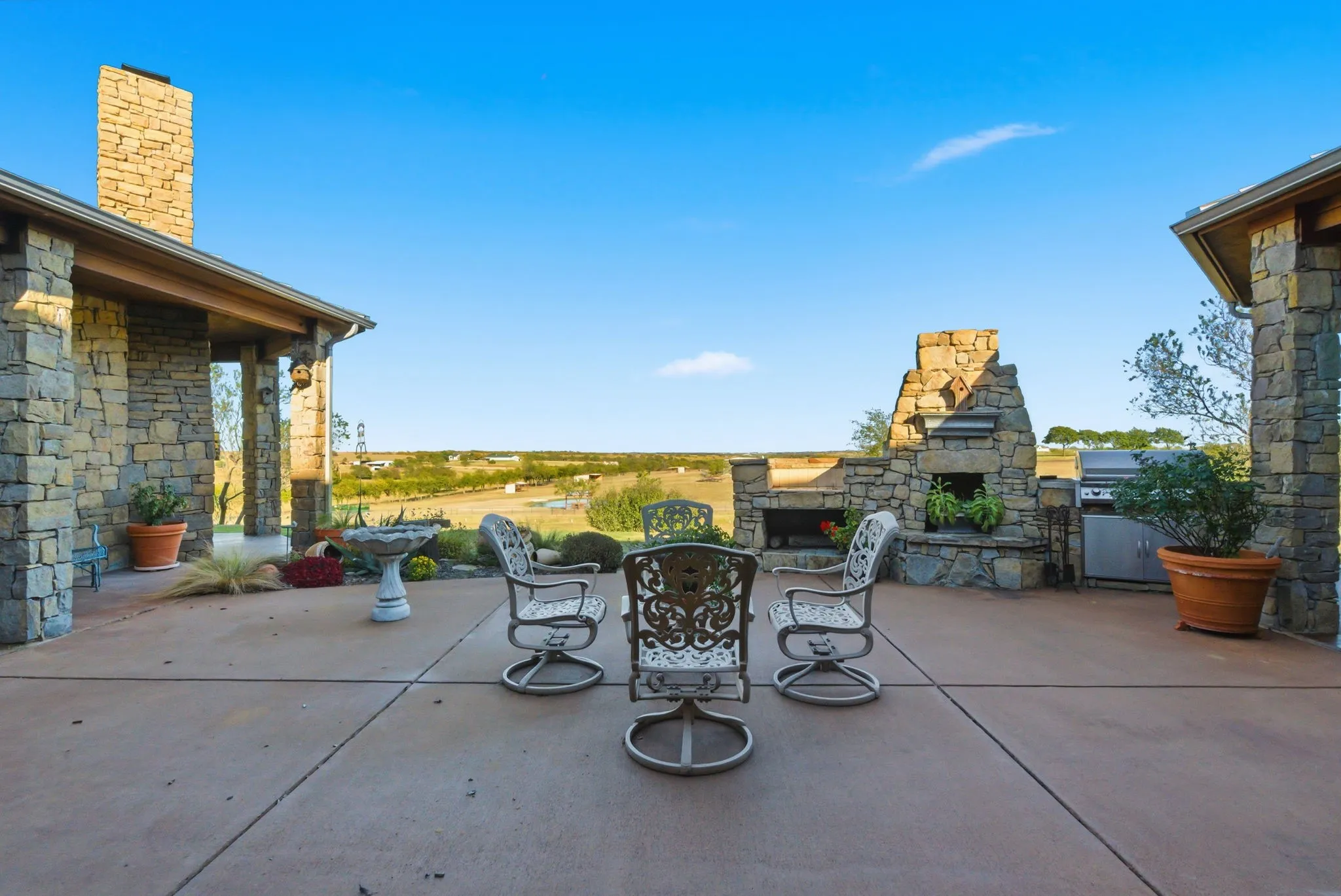 Outdoor patio with valley views
