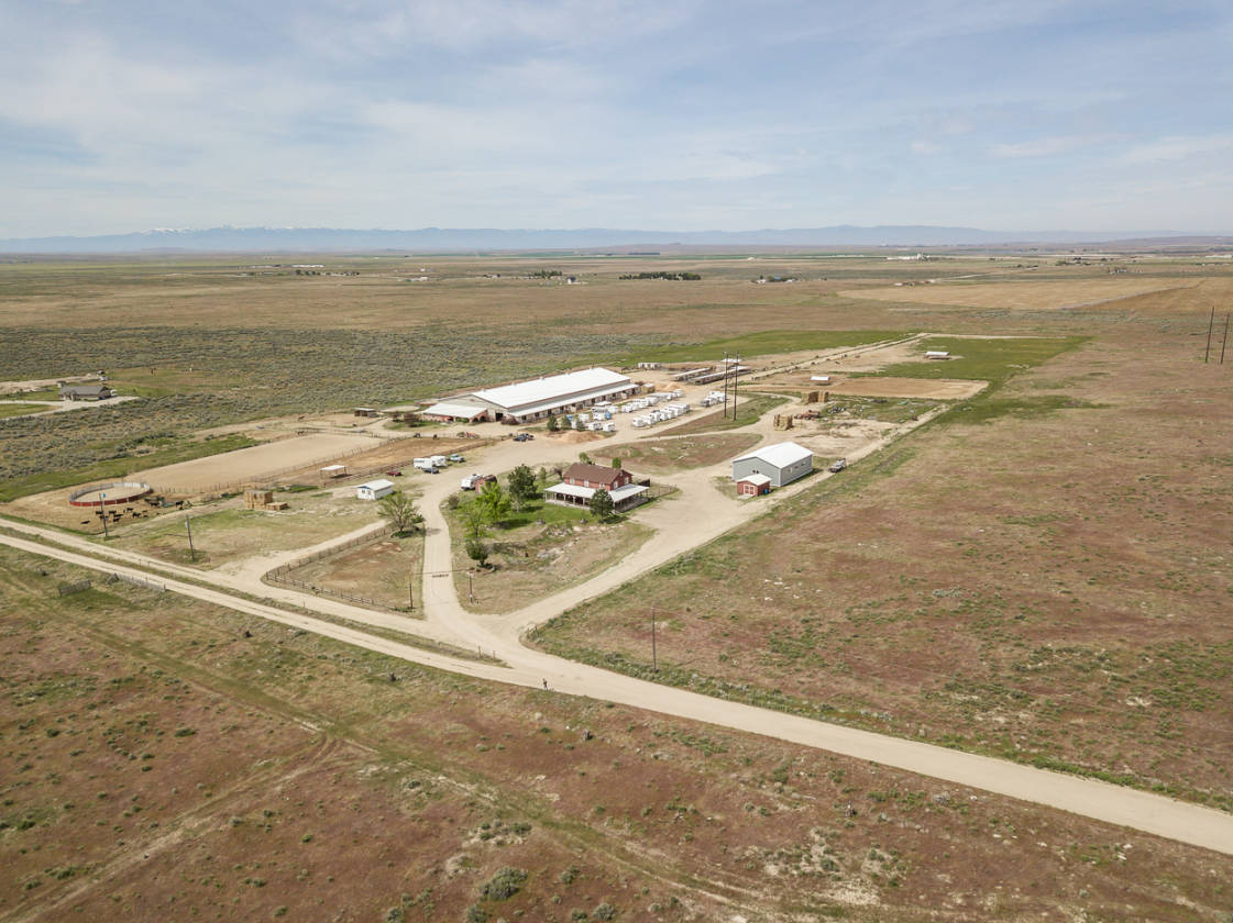 Aerial view of Dusty Acres on 40 acres