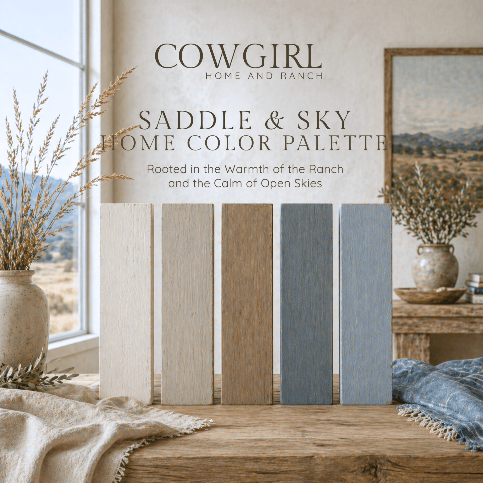 Saddle and Sky blue and brown western color palette