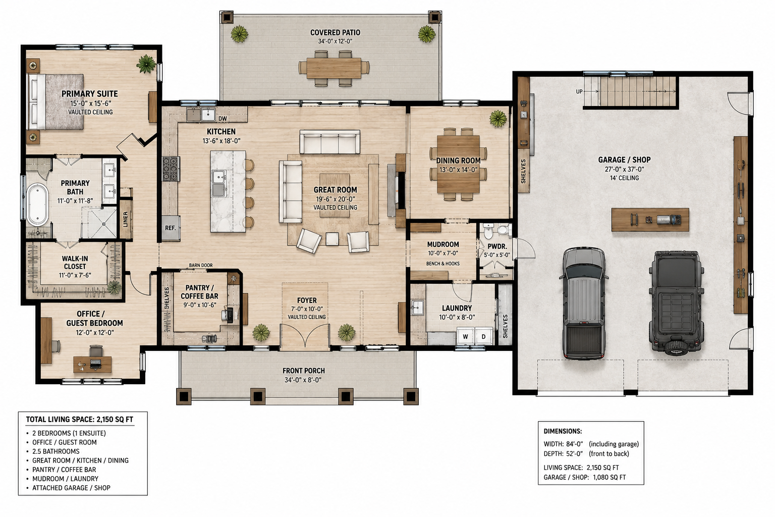 Slate Ridge barndominium conceptual floor plan — AI concept home