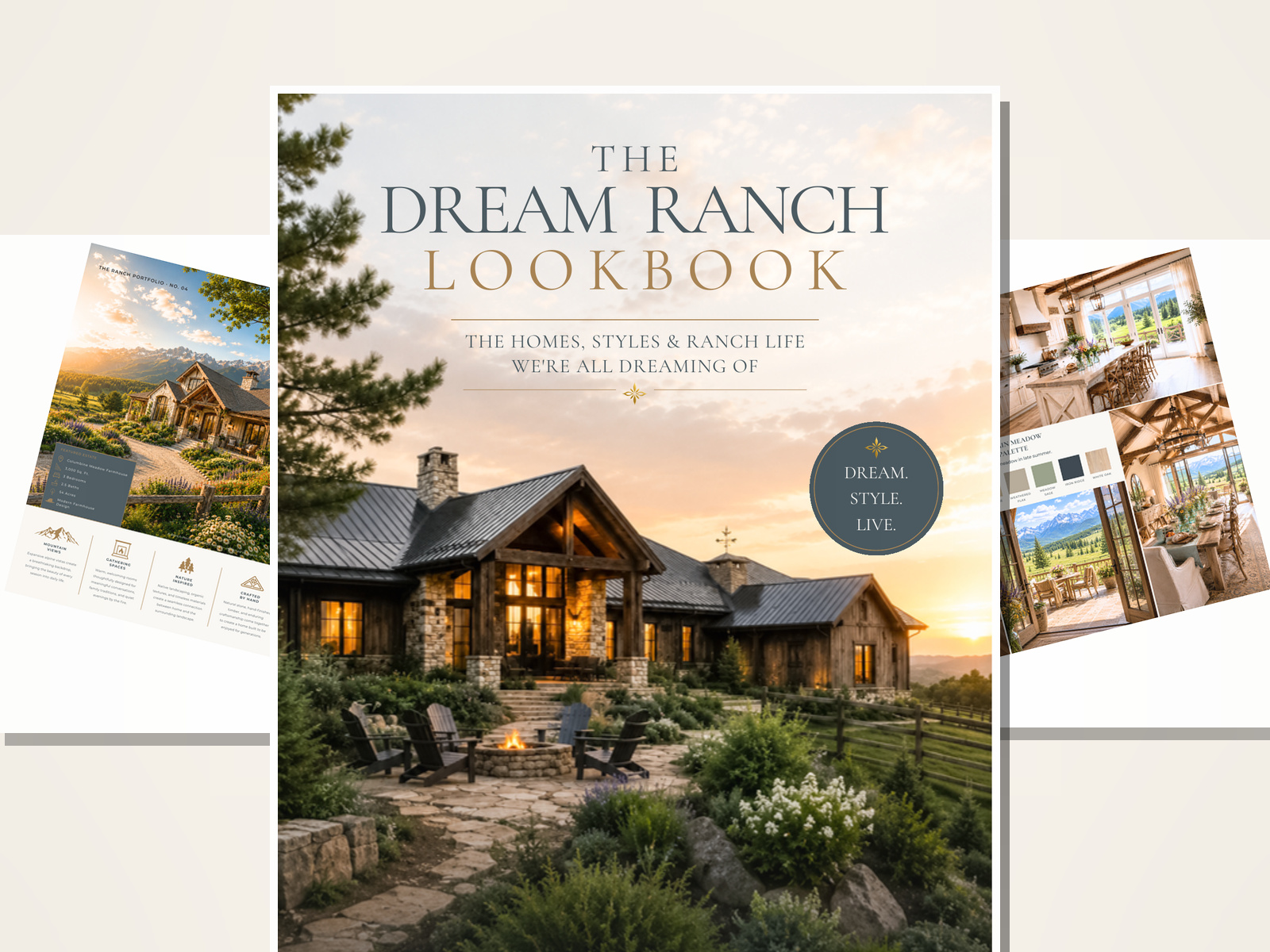 The Dream Ranch Lookbook from Home & Ranch Living — four concept ranch homes shown room by room