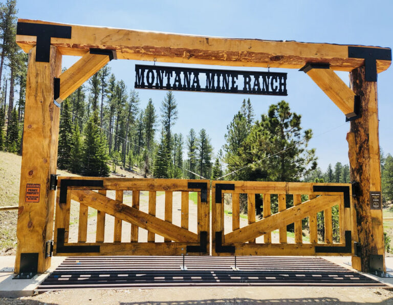 big creek metal works timber ranch entrance wood gate 768x596