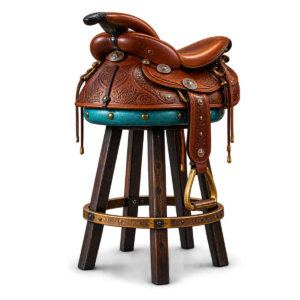 Bronco Break Leather Saddle Bar Stool (TEST)