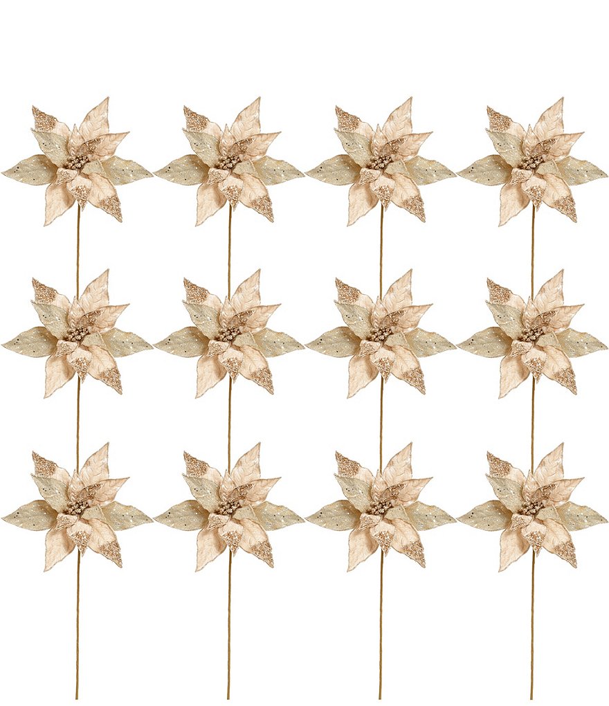 Champagne glitter poinsettia spray