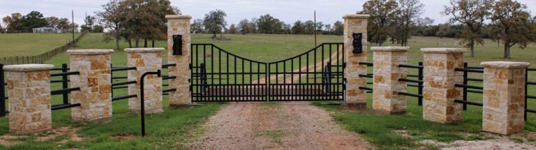 Modern Metal Limestone Entrance Project Near Rosanky TX 768x215