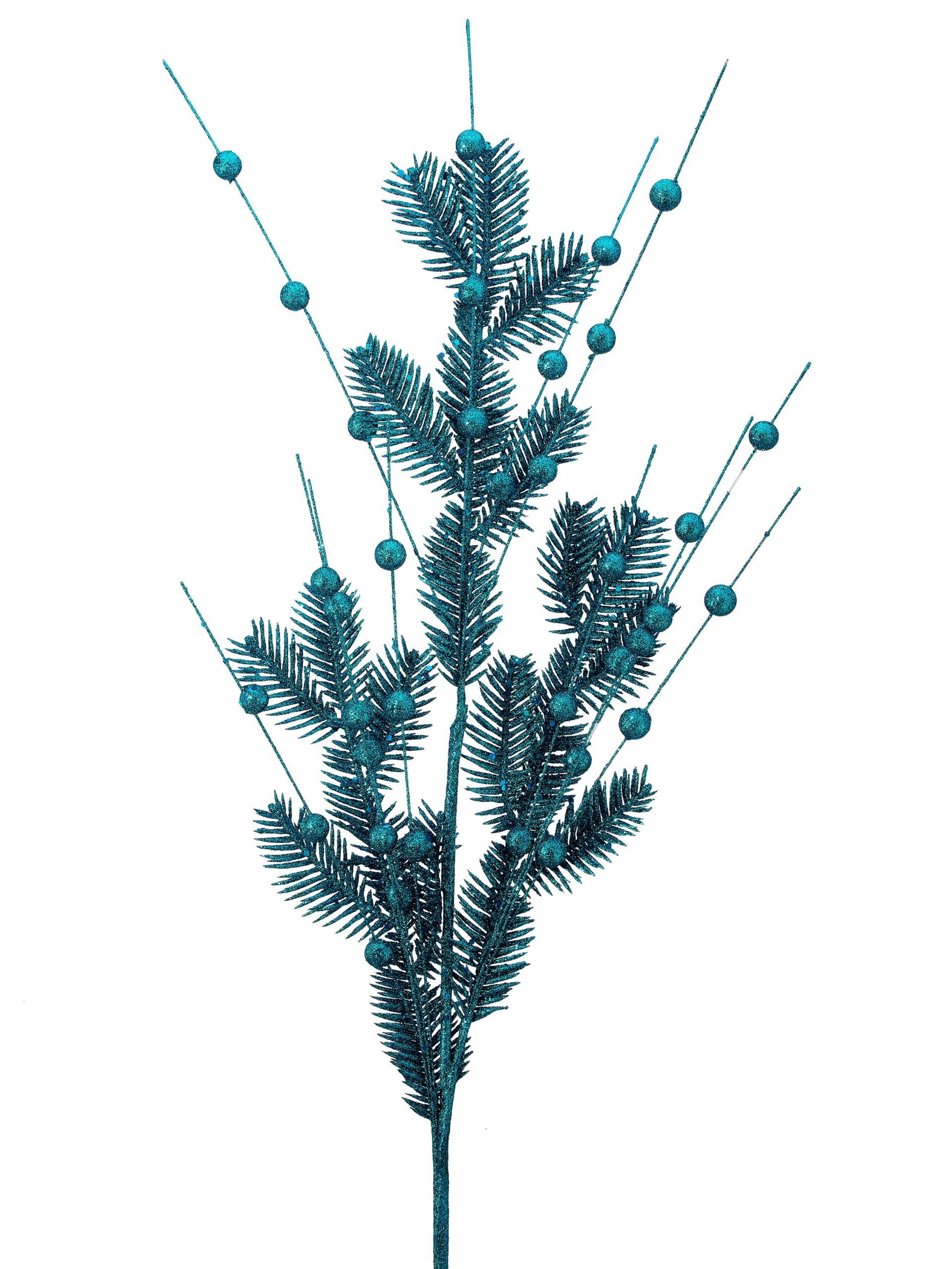 Aqua blue glitter spruce and berry spray