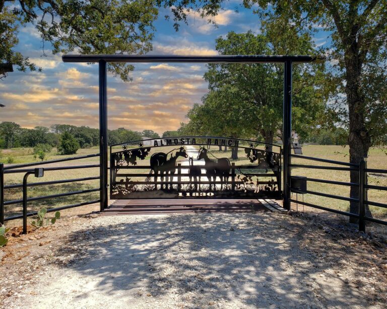 trails west horse silhouette ranch gate pipe entrance 1 768x614